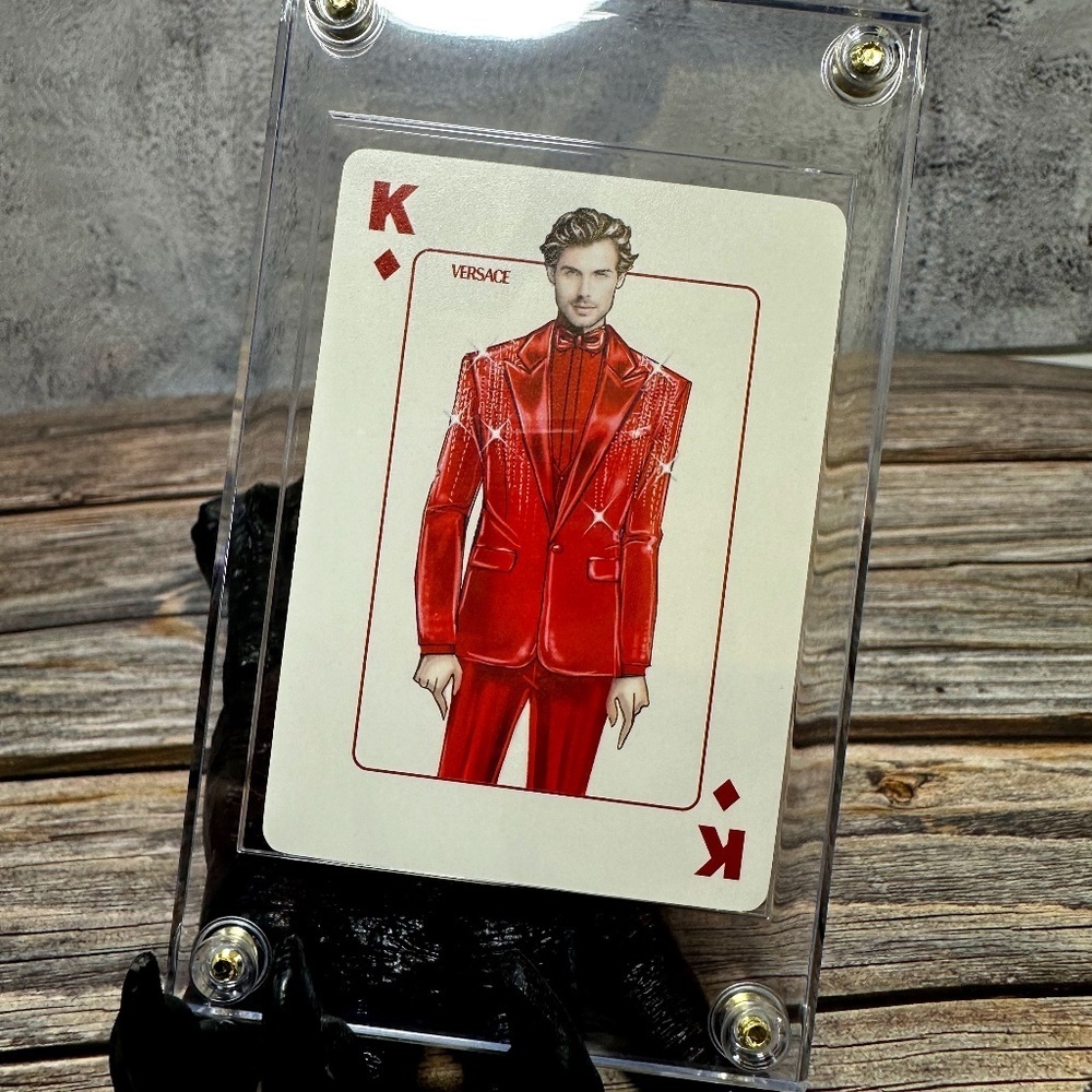 Versace Grey Playing Card in Protective Case Red King Diamond​​​